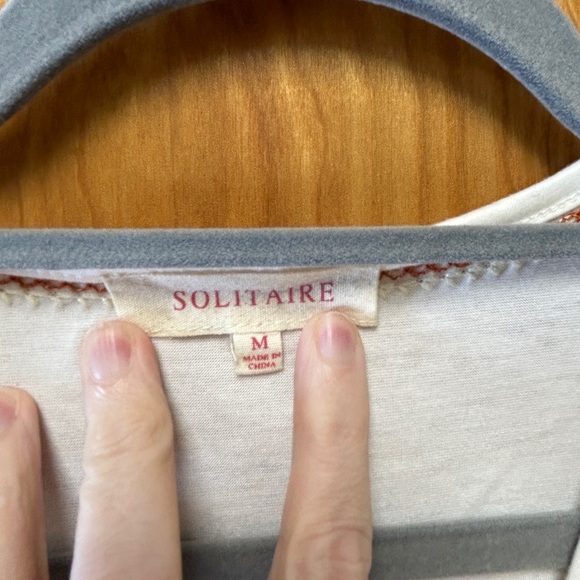 Solitaire Red and White Graphic Embellished Blouse - Picture 3 of 3